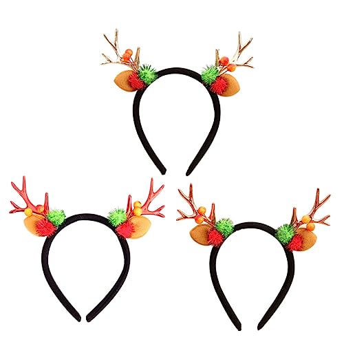 MERRYHAPY 3St Weihnachtsgeweihkopfschnalle christmas haarreif weihnachts haarreifen Haarschmuck für den Abschlussball Haarreifen für Frauen Weihnachtskopfschmuck Geweih Haarreifen Stoff von MERRYHAPY