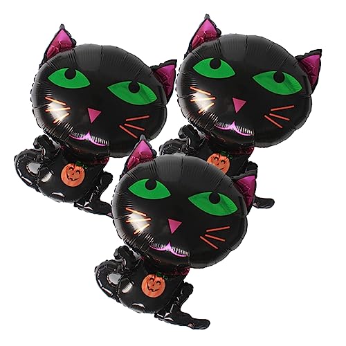 MERRYHAPY 3St schwarzer Katzenballon Aufblasgerät Dekorationsballon halloween atmosphäre halloween party Halloween-Dekor aufblasbarer Ballon Halloween-Festival-Ballons Aluminiumfolie Black von MERRYHAPY