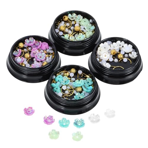 MERRYHAPY 4 Kisten Blumen Nail Art Zubehör Nagelblumenanhänger selber machen Nageldekorationen für Nagelkunst nail art set kunstnägel set Nagel Kunst Dekoration Nagelstecker Charms Harz von MERRYHAPY