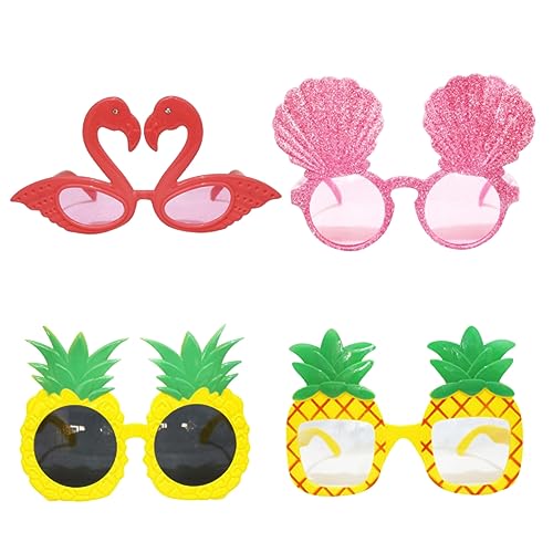 MERRYHAPY 4 Stück Ananas-brille Flamingo-brille Brillen Für Die Sommerparty Obst-sonnenbrille Lustige Partybrillen Meerjungfrau-sonnenbrille Neuartige Party-sonnenbrille Lustige Brille von MERRYHAPY