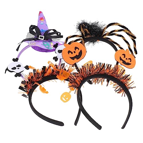 MERRYHAPY 4 Stück Hexens Chädel Stirnband Halloween-cosplay-stirnbänder Halloween-party-stirnbänder Halloween-kürbis-haarband Kreative Stirnbänder Haarbänder Für Kinder Plastik von MERRYHAPY