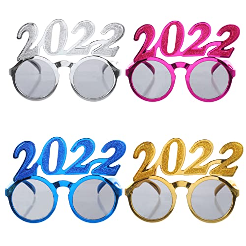 MERRYHAPY 4 Stück Lustige Partybrille 2022 Zahlenbrille 2022 Abschlussbrille 2022 Abschlussbrille Neujahr Partygeschenk Abschlussball Sonnenbrille Rote Brille Sonnenbrille Silvesterbrille von MERRYHAPY