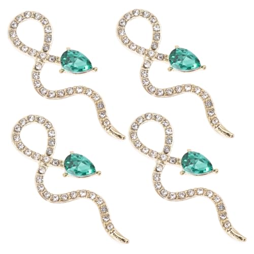 MERRYHAPY 4 Stück Nail Snake Schmuckbohrer Schlangen-schmuck-anhänger Schlange Nagel Aufkleber Nagel Pailletten Nagelanhänger Mit Strass Nagel Strass Maniküre Konfetti Legierung Green von MERRYHAPY