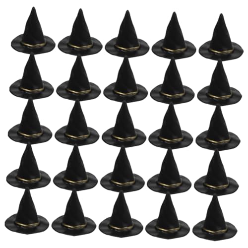 MERRYHAPY 48St kleine Huthüllen halloween kleidung halloween outfit costume halloween Kuchen-Topper halloween assecoires Dekor Miniatur-Hexenhut Miniatur-Puppenhut Miniaturhüte Plastik Black von MERRYHAPY