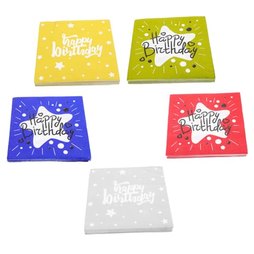 MERRYHAPY 5 Packungen Tischdekoration Für Geburtstagsfeiern Serviettenpapier Zum Geburtstag Party-serviettenpapier Geburtstagsparty Liefert Servietten Jungfräulicher Zellstoff von MERRYHAPY