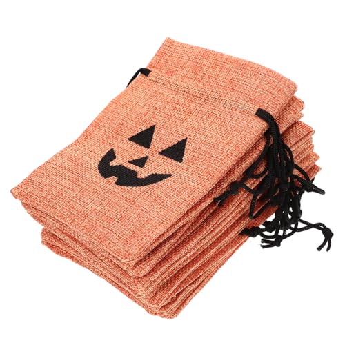 MERRYHAPY 50 Stück ，，，， Wiederverwendbare Beutel Mit Kordelzug Halloween-süßigkeitstüte Geschenkbeutel Kordelzug Leckereien Verpackung Taschen Hanfimitat Orange von MERRYHAPY