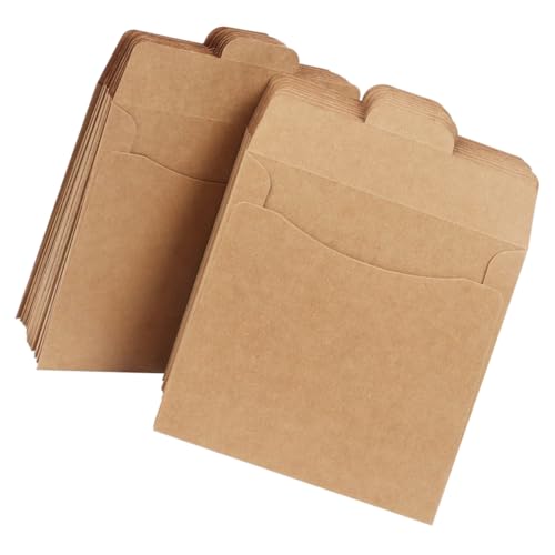 MERRYHAPY 50 Stück Grußkartenumschlag braune Papiertüten zur Aufbewahrung Papptellerhalter CD-Hülle geldumschläge briefumschlag Münzumschläge aus Kraftpapier CD braune Papiertüte Light Brown von MERRYHAPY