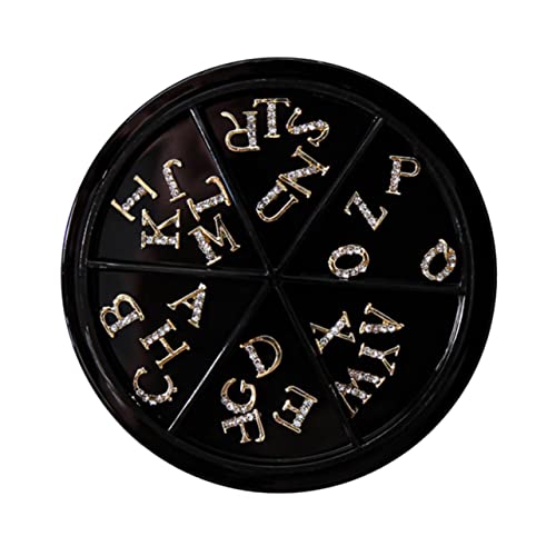 MERRYHAPY 52St Nail Art Alphabet Schmuck Nailart Dekorationen Nailart-Dekorationen für Partys Maniküre-Briefstecker Nail-Art-Stollen Strass Nageldekor Nagelanhänger selber machen Legierung von MERRYHAPY