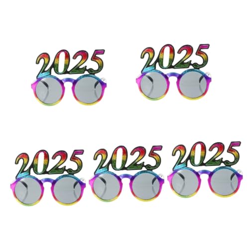 MERRYHAPY 5St 2025 Brille Lustige Brille Neue Jahr Brille Trendige Brille party brille lustige Tanzbrille Abschluss-Sonnenbrille Party-Brillen-Dekore Partydekorationen für das neue Jahr Stk von MERRYHAPY