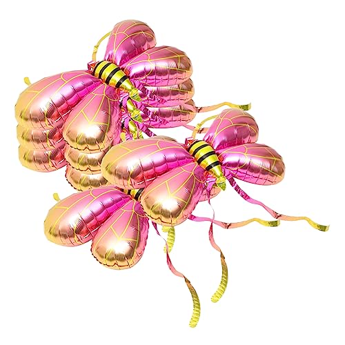 MERRYHAPY 5st Performance-kostüm Schmetterlingsflügel-ballon Bienenflügelballon Bienendekor Aufblasbare Schmetterlingsflügel Flügel Dekorationen Feenflügel Für Mädchen Rosa Aluminiumfolie von MERRYHAPY