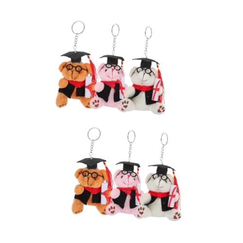 MERRYHAPY 6 Stk Abschlussbär Schlüsselanhänger Rucksack-schlüsselanhänger Schlüsselanhänger Mit Cartoon-bären Abschluss-plüsch-bären-schlüsselanhänger Gefüllter Bärenanhänger Pp Baumwolle von MERRYHAPY