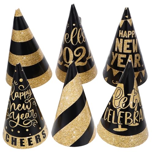 MERRYHAPY 6St neujahrsdekorationen partyhütchen Papierhüte für Silvester Neujahrspartyhüte Partygeschenke für das neue Jahr Silvester Partyhüte Papierhüte des neuen Jahres Neujahrshüte 2024 von MERRYHAPY