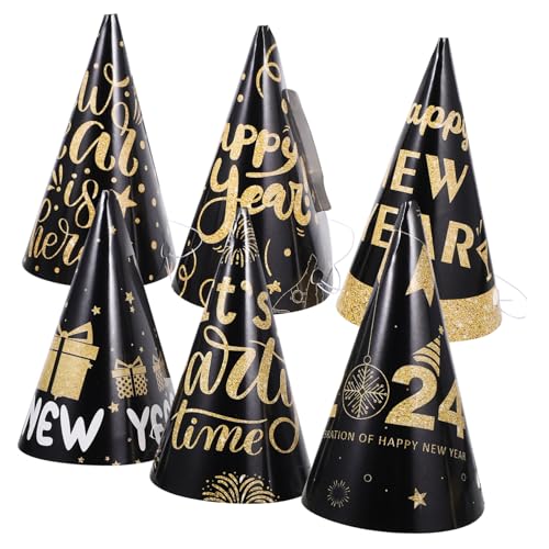 MERRYHAPY 6st Frohes Neues Jahr Hüte Silvester Partyhüte Dekor Frohes Neues Jahr Hut Neujahrshüte Partygeschenke Für Das Neue Jahr Silvesterhut Neujahrsmützen Für Erwachsene Papier von MERRYHAPY