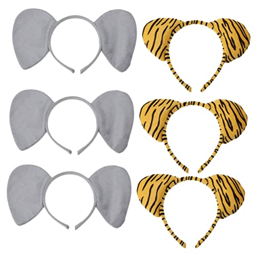 MERRYHAPY 6st Tierisches Stirnband Haarbänder Für Tierohren Tigerohr-stirnband Haarschmuck Für Elefanten Elefanten-stirnband Elefantenohren Haarband Hasen-kuscheltiere Kurzes Plüschmaterial von MERRYHAPY