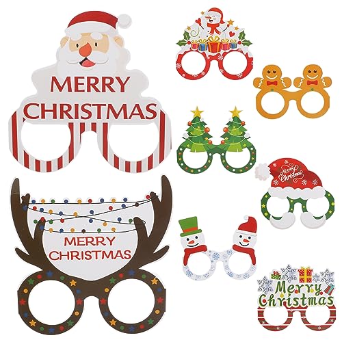 MERRYHAPY 8 Stück Papierbrillen Requisiten Weihnachtsbrille Weihnachts Papierbrille Frohes Neues Jahr Brille von MERRYHAPY