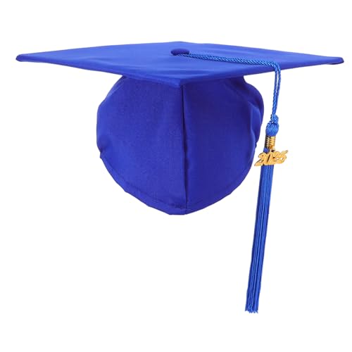 MERRYHAPY Abiturmütze Suitendekoration maßstabsgetreue Dekorationen Abschlussfotodekorationen Abschlussmütze Studienabschluss Hut Kappe Graduierung Mütze mit Quaste Polyester Blue von MERRYHAPY