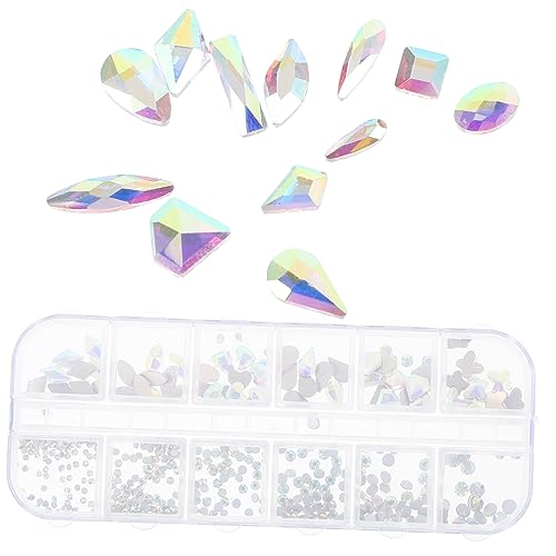 MERRYHAPY DIY Nagelkunst Set Mit 12 Fächern Bunte AB Wasser Diamanten Kristalle Und Rhinestones Für Maniküre Bastelbedarf Und Nail Art Dekorationen von MERRYHAPY