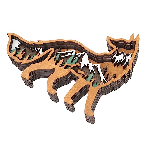 MERRYHAPY Holztier Ornamente Tier Heimdekorationen Regaltiere Figuren Wolf Heimdekoration Dekorationen Für Zuhause Lichthaus Dekorationen Für Wolf Dekorationen Bunt von MERRYHAPY