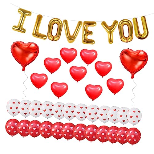 MERRYHAPY I LOVE YOU Ballonset Für Valentinstag 46 Teiliges Dekorationsset Mit Roten Und Weißen Herz Luftballons Aluminiumfolienballons Herzballons Und von MERRYHAPY