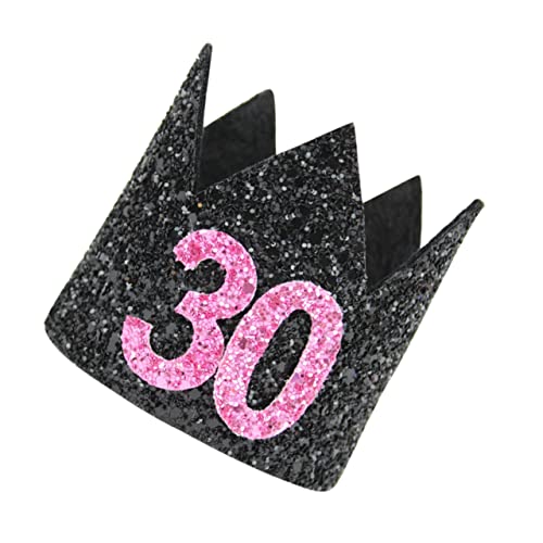 MERRYHAPY Kronenhut zum Geburtstag Tiara zum dreißigsten Geburtstag lustiger Partyhut Zahl Geburtstag 30. Geburtstag Hüte babybad partydekoration Kappen Stirnband Glitzerhut Geburtstagskappe von MERRYHAPY