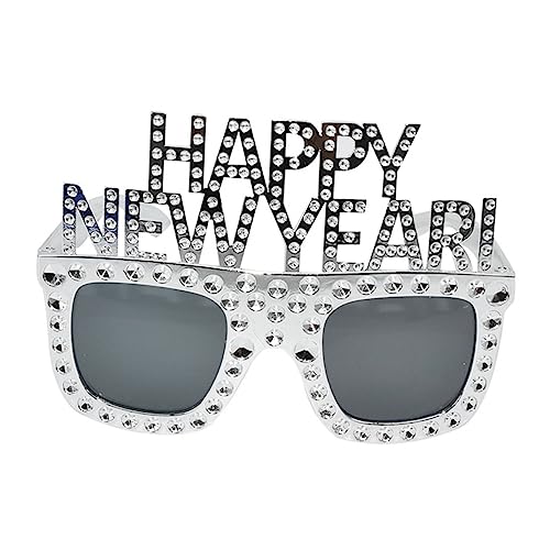 MERRYHAPY Neujahrsbrille Brillengestelle Partyzubehör für das neue Jahr kinder ferngläser kinderferngläser schnapsgläser Sonnenbrille Party-Requisiten Foto-Requisite für das neue Jahr Silver von MERRYHAPY