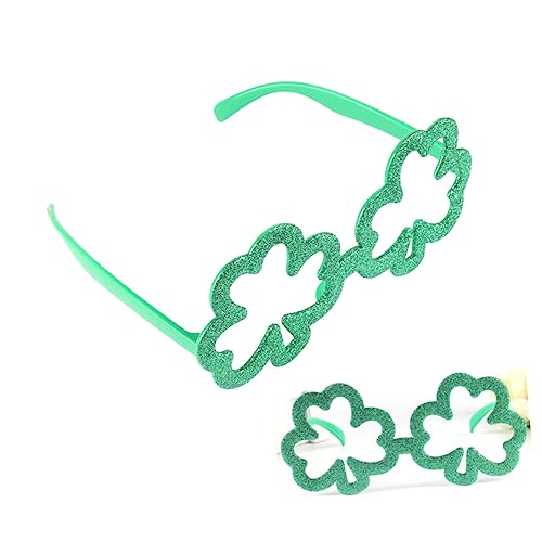 MERRYHAPY Partybrille 2 Stück Kunststoff-Brille Fotokostüm Für Erwachsene Cosplay Party-Brille Kunststoff-Kleeblatt-Brille St Patty Day-Brille Make-Up-Sonnenbrille Kleidung Kind Grünes Set von MERRYHAPY