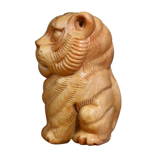 MERRYHAPY Material Geschnitzte Tigerfigur Aus Holz Holzhandwerk Für Den Schreibtisch von MERRYHAPY