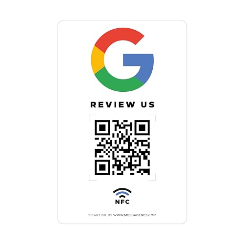 MESSAGENES | Aufkleber Google mit QR und NFC | Schilder Bewertung NFC und QR Code | 1 Rechteckige Einheit | Google Review | Bewertungen in 1 Klick | Erhöht Bewertungen in Google Ihrer Business von MESSAGENES