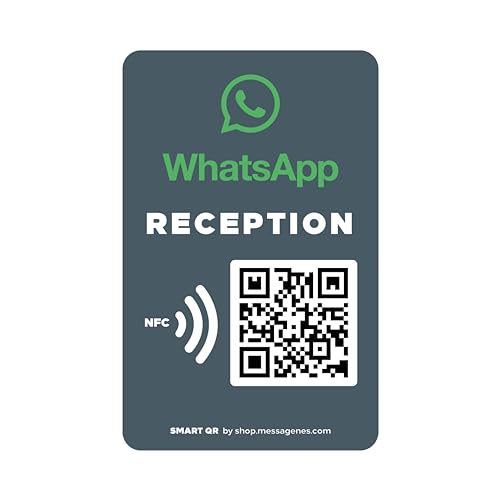 MESSAGENES | WhatsApp QR und NFC Personalisierbar | Kundendienst | 1 Stück Aufkleber Größe NFC Karte | Verbinden Sie Ihre Kunden mit WhatsApp | Empfangslösung von MESSAGENES