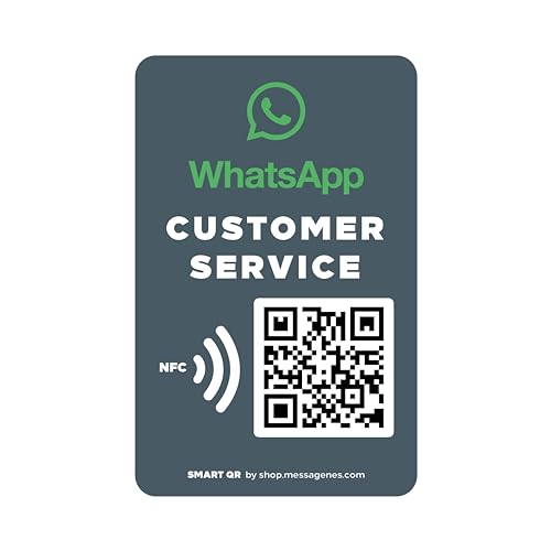 MESSAGENES Aufkleber Whatsapp QR und NFC personalisierbarer Empfang | 1 Stück Aufkleber in NFC-Kartengröße | Verbinden Sie Ihre Kunden mit Whatsapp | Empfangslösung von MESSAGENES