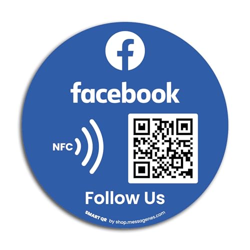 Wiederverwendbare Follower und Likes Tap-Aufkleber für Facebook – 2 Aufkleber Pack – QR&Tap Aufkleber – Follow us on Facebook Tap Sticker – iPhone & Android – Boost My Followers Aufkleber – zu Hause von MESSAGENES