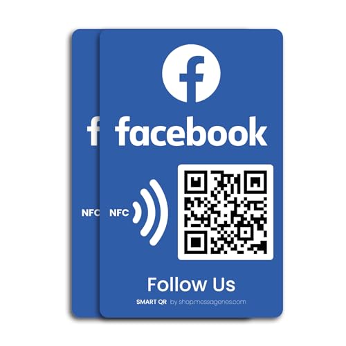 Wiederverwendbare Follower und Likes Tap-Aufkleber für Facebook – 2 Aufkleber Pack – QR&Tap Aufkleber – Follow us on Facebook Tap Sticker – iPhone & Android – Boost My Followers Aufkleber – zu Hause von MESSAGENES