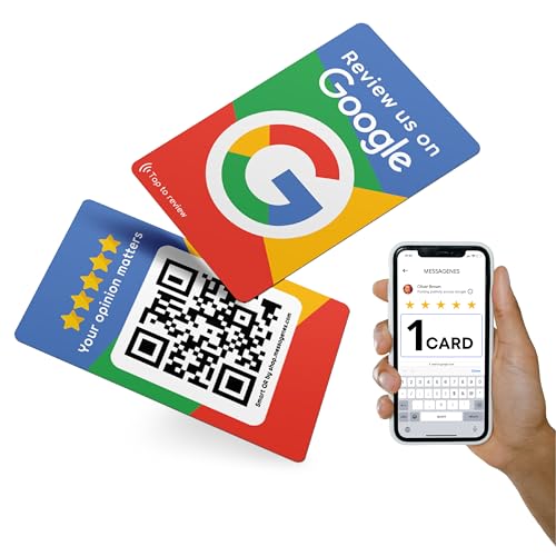 Wiederverwendbare Rezensionskarte für Google-Bewertungen – 1 Rezensionskarte – QR & Tap NFC Review Card – Review Us on Google Tap Card – iPhone & Android – Boost my Reviews Card – Einrichtung at Home von MESSAGENES