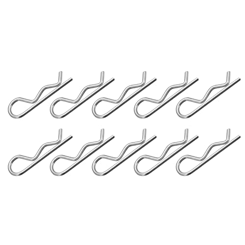 METALLIXITY Federstecker Stifte (2mmx40mm) 50Stk Karbonstahl R Geformt Feder Klemme Stifte für Anhängebolzen Schloss Systeme Silber Ton von METALLIXITY