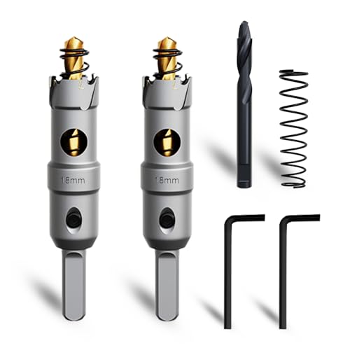 METOTY 2 Stück 18mm lochsäge metall,Hartmetall Lochsäge,Hartmetall Bohrer,mit Ein zusätzlicher nitrierter Stufenführungsbohrer gratis und L-Wrench,für Stahl Eisen Aluminum Metall METOTY 2 Stück 18mm lochsäge metall,Hartmetall Lochsäge,Hartmetall Bohrer,mit Ein zusätzlicher nitrierter Stufenführungsbohrer gratis und L-Wrench,für Stahl Eisen Aluminum Metall von METOTY