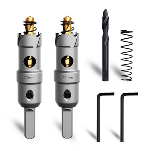 METOTY 2 Stück 20mm lochsäge metall,Hartmetall Lochsäge,Hartmetall Bohrer,mit Ein zusätzlicher nitrierter Stufenführungsbohrer gratis und L-Wrench,für Stahl Eisen Aluminum Metall METOTY 2 Stück 20mm lochsäge metall,Hartmetall Lochsäge,Hartmetall Bohrer,mit Ein zusätzlicher nitrierter Stufenführungsbohrer gratis und L-Wrench,für Stahl Eisen Aluminum Metall von METOTY