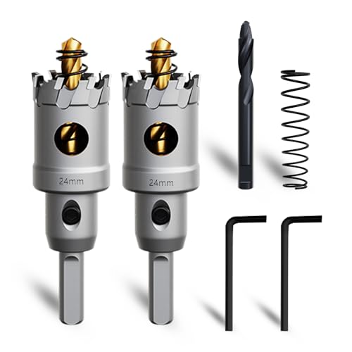 METOTY 2 Stück 24mm lochsäge metall,Hartmetall Lochsäge,Hartmetall Bohrer,mit Ein zusätzlicher nitrierter Stufenführungsbohrer gratis und L-Wrench,für Stahl Eisen Aluminum Metall METOTY 2 Stück 24mm lochsäge metall,Hartmetall Lochsäge,Hartmetall Bohrer,mit Ein zusätzlicher nitrierter Stufenführungsbohrer gratis und L-Wrench,für Stahl Eisen Aluminum Metall von METOTY