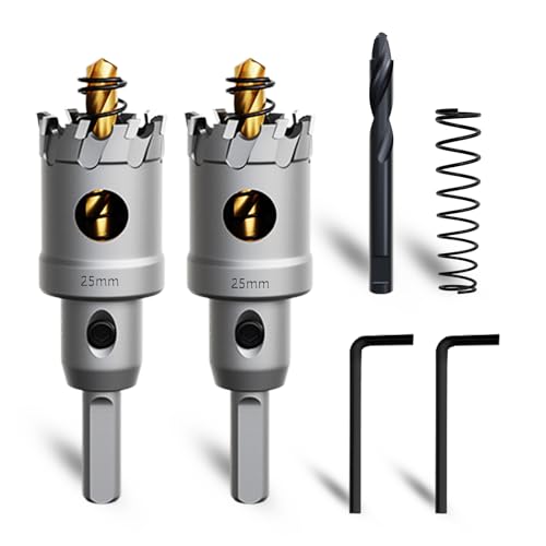 METOTY 2 Stück 25mm lochsäge metall,Hartmetall Lochsäge,Hartmetall Bohrer,mit Ein zusätzlicher nitrierter Stufenführungsbohrer gratis und L-Wrench,für Stahl Eisen Aluminum Metall METOTY 2 Stück 25mm lochsäge metall,Hartmetall Lochsäge,Hartmetall Bohrer,mit Ein zusätzlicher nitrierter Stufenführungsbohrer gratis und L-Wrench,für Stahl Eisen Aluminum Metall von METOTY