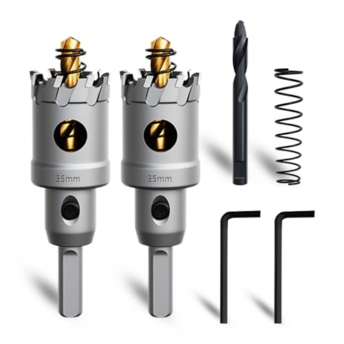 METOTY 2 Stück 35mm lochsäge metall,Hartmetall Lochsäge,Hartmetall Bohrer,mit Ein zusätzlicher nitrierter Stufenführungsbohrer gratis und L-Wrench,für Stahl Eisen Aluminum Metall METOTY 2 Stück 35mm lochsäge metall,Hartmetall Lochsäge,Hartmetall Bohrer,mit Ein zusätzlicher nitrierter Stufenführungsbohrer gratis und L-Wrench,für Stahl Eisen Aluminum Metall von METOTY