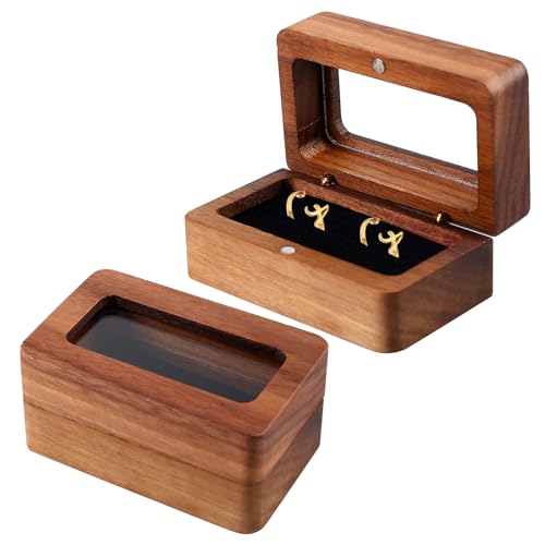 Kleine Schmuckschatulle, 2 Pcs Schmuckkästchen Klein, Schmuckaufbewahrung Reise, Ringschachtel, Ringbox Holz, Reise Schmuckkästchen, Jewelry Box Tragbare Reise Schmuckschatulle Organizer Verlobung von MEYAGOT