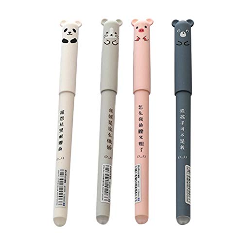 MEYANG Gelschreiber Kugelschreiber, 4 Cute Cartoon Pigs/Panda Erasable Gel, Schwarz Blau Radierbar 0.35mm Löschbaren Gelstift Für Studenten, Schreibwaren, Büro, Geschenk von MEYANG