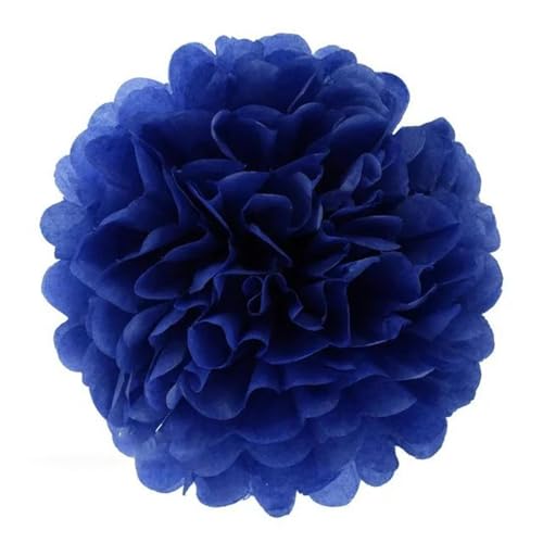 China Festival Dekorative Laterne 5 Pcs Seidenpapier Pompons Blume Girlande Hochzeit Dekoration DIY Papier Blumen Ball Geburtstag Party Dekoration(Dark blue,10 inches 25cm) von MEYINGOU