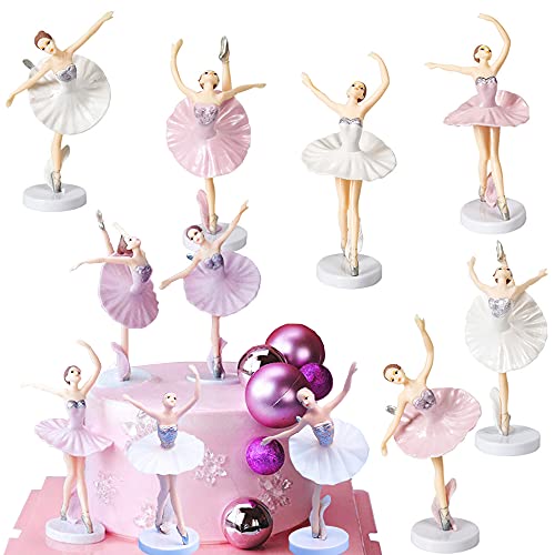 MEZHEN Figuren Ballerina Tortendeko Tanzende Deko Kuchen Topper Mädchen Geburtstagsdeko Ballerina Tortenaufleger Tanzende Deko Torte Kindergeburtstag Deko von MEZHEN