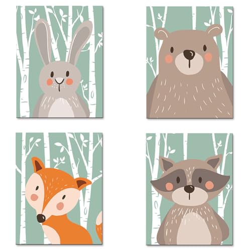 MEZHEN Poster Tiere Bilder Babyzimmer Deko Poster Waldtiere Bilder Kinderzimmer Schlafzimmer Deko Wall Decor Posters Geschenke Mädchen Jungen von MEZHEN