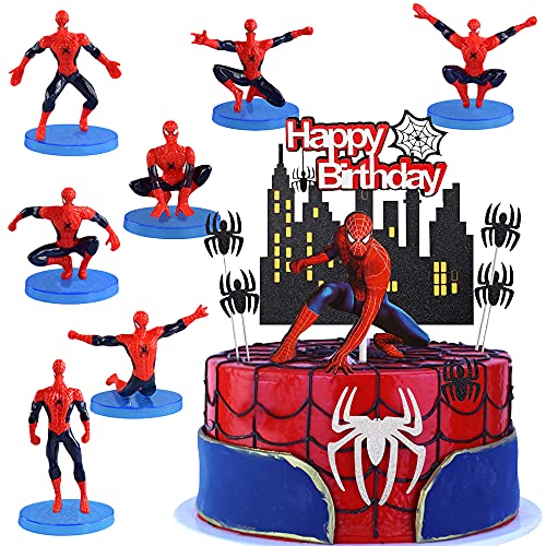 MEZHEN Spider Tortendeko Geburtstag Spinne Kindergeburtstag Deko Spinne Cake Topper Superhelden Figuren Spinne Cupcake Toppers Kuchen Dekoration Party Supplies von MEZHEN