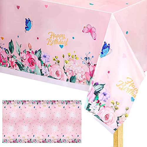 MEZHEN Tischdecke Schmetterling Deko Geburtstag Tischdecken Kindergeburtstag Tischdeko Schmetterlinge Tischtuch Rechteckig für Hochzeit Babyparty Picknick Sommerparty Deko 137 x 274 cm von MEZHEN