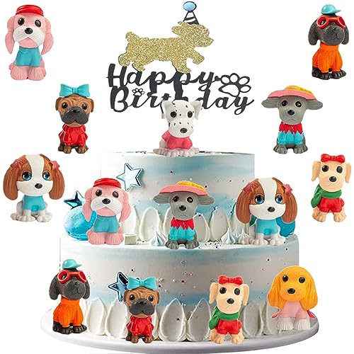 MEZHEN Tortendeko Dog Tortendeko Kinder Geburtstagstorte Dekoration Dog Geburtstag Deko Happy Birthday Cake Topper Kindergeburtstag Cartoon Hund Kuchen Deko für Geburtstagstorte Dekoration 9 Stück von MEZHEN