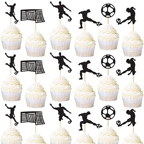 MEZHEN Tortendeko Fussball Kuchen Deko Geburtstag Cupcake Topper Fußballspieler Muffin Deko Torte Fußball Deko Geburtstag Party Kindergeburtstag Kuchendeko 36 Stück von MEZHEN