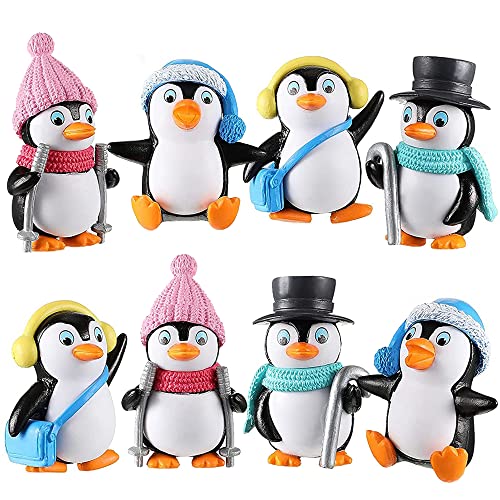 MEZHEN Tortendeko Pinguin Kuchen Deko Geburtstag Weihnachten Tortenaufleger Winter Cake Topper Pinguin Figuren Christmas Deko Kindergeburtstag 8 Stück von MEZHEN