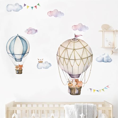 MEZHEN Wandtattoo Tiere Heißluftballon Wandsticker Kinderzimmer Dschungel Waldtiere Wandsticker Tiere Wanddeko Babyzimmer Schlafzimmer Wanddeko 2 Stück von MEZHEN